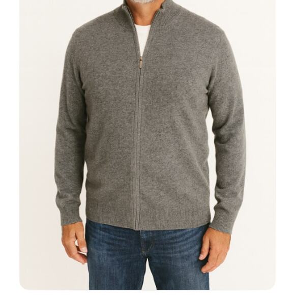 Neiman Marcus Men's Size 2X Zip Front Mock Neck Cashmere Sweater Gray NWOT - Picture 1 of 6
